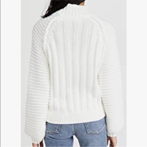 Free People Sweetheart White Mock Neck Thick Knit Sweater Size Small High Low - Picture 2 of 11